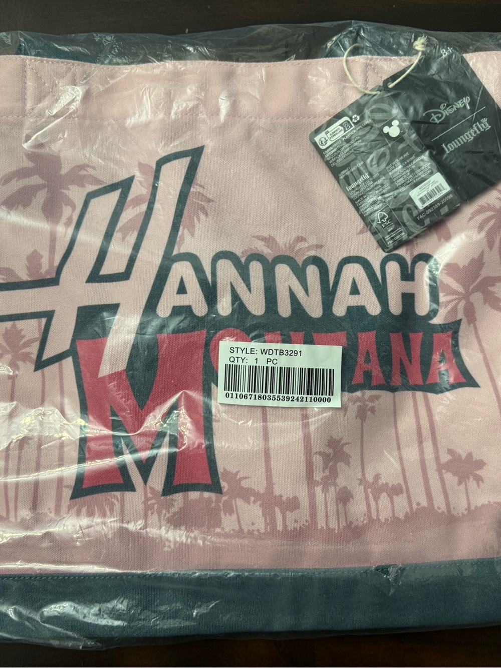 Hannah Montana Guitar Oversized Canvas XL Tote Bag Rock Disney Loungefly NWT - Picture 3 of 5